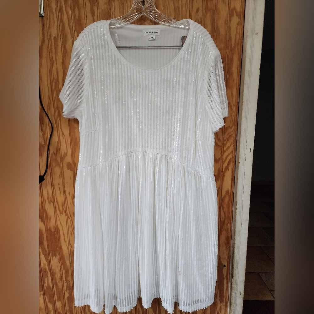 Chic Soul White Pleated Dress